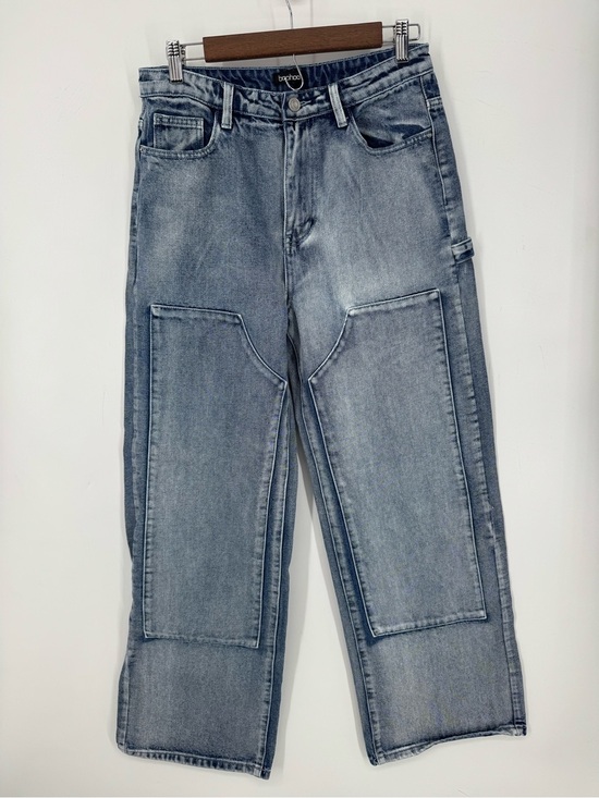 Boohoo Denim - Boohoo Carpenter Jeans Light Wash Wide Leg Utility Denim Cropped HighRise Size 8